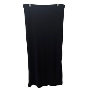 L'Cavola Skirt Womens Size M Black Maxi Stretch Pull On Side Slit Long Skirt